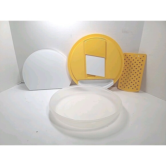 Complete Vintage Tupperware Yellow Grater Cutting Board Slicer Set - Picture 1 of 7